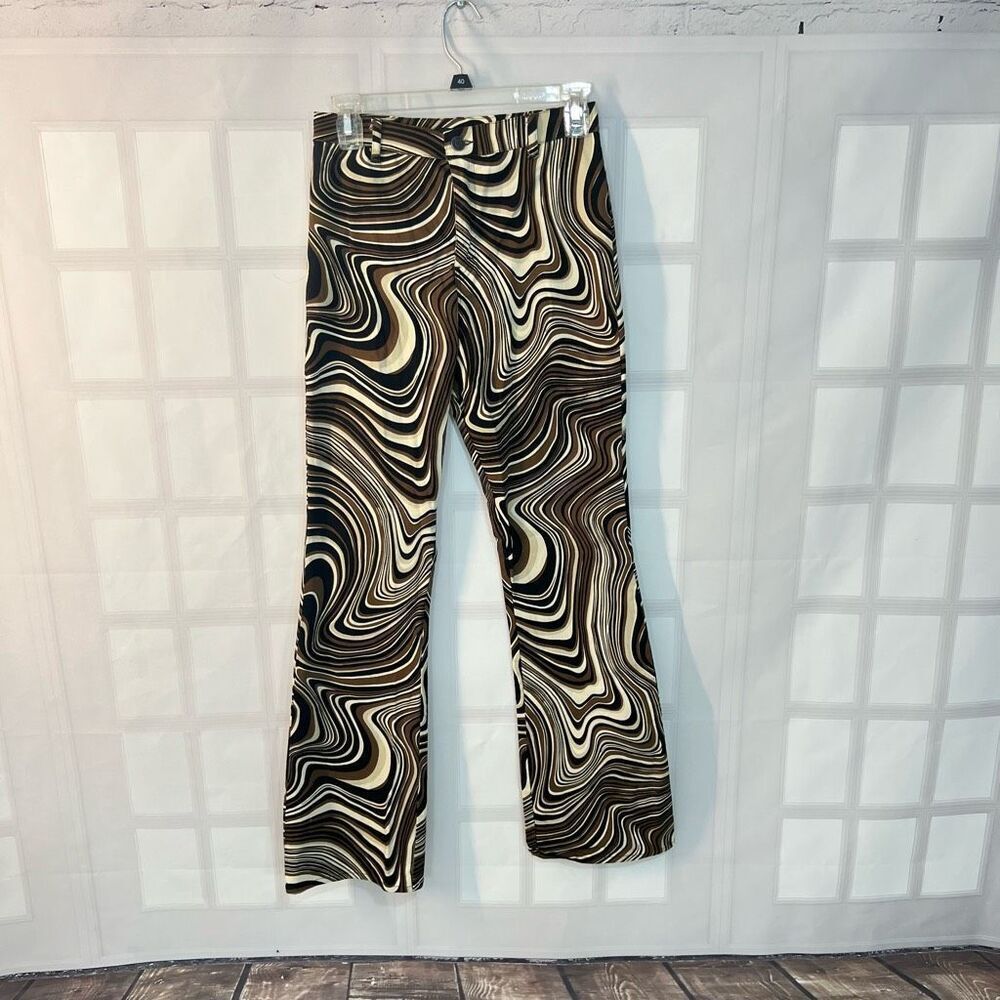 Motel Zoven Multicolor Ripple High Waist Flare Trouser In 70's Size XS - Picture 4 of 12